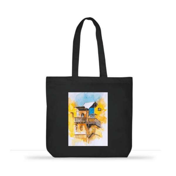 Cityscapes Watercolor Travel Art Tote Bag – Cotton Laptop Tote for Women