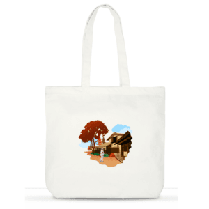 "Autumn in Japan" Cotton Tote Bag for Women | Travel-Inspired Laptop Tote with Pockets