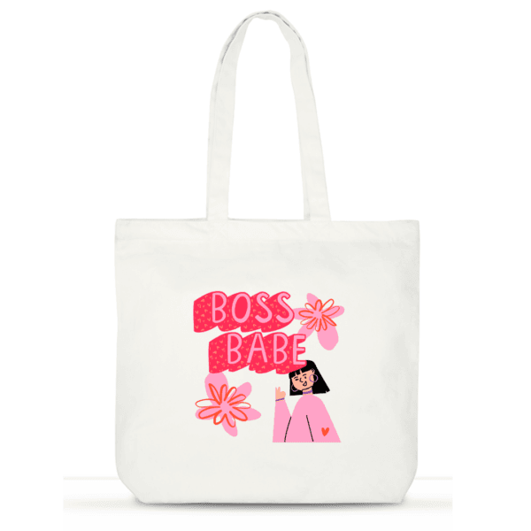 Boss Babe Cotton Tote Bag – Designer Laptop Tote for Women
