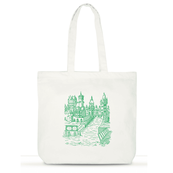 "Castle Dreams" Cotton Tote Bag for Women | Book Bag with Laptop Compartment