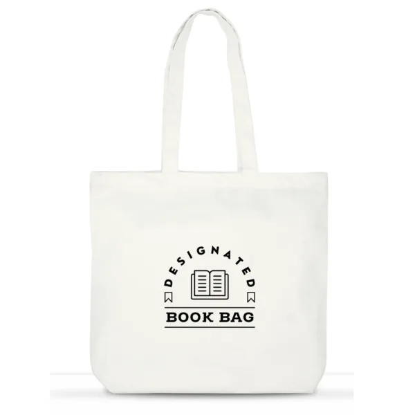 "Designated Book Bag" Cotton Tote – Book & Laptop Tote for Women