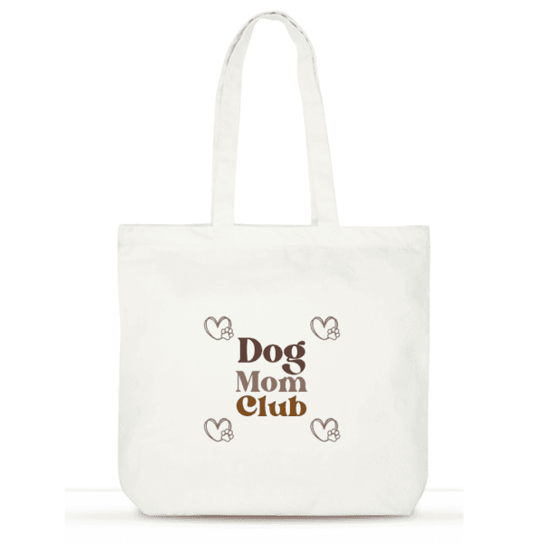 Dog Mom Club Tote Bag | Cotton Tote for Pet Lovers | Laptop Tote with Pockets