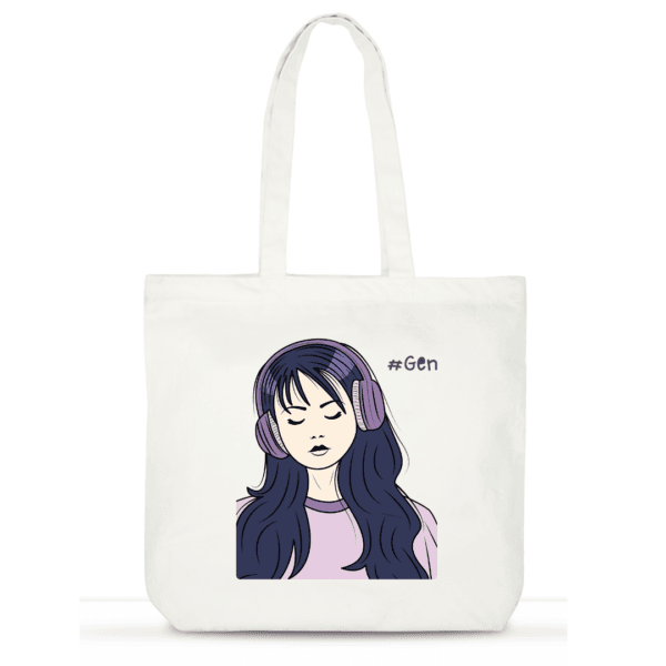 Gen Z Aesthetic Tote Bag | Trendy Cotton Tote for Women | Laptop Tote with Pockets