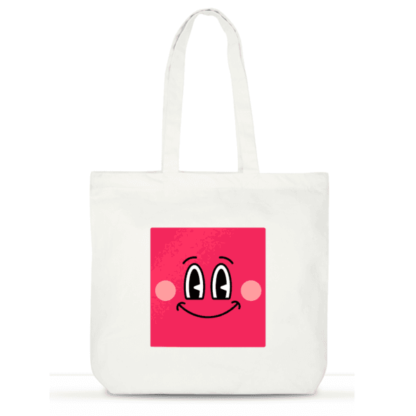 Happy Face Tote Bag | Cute Aesthetic Cotton Tote for Women | Laptop Tote with Pockets