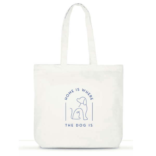 Home is Where the Dog Is Tote Bag | Cotton Tote for Dog Lovers | Laptop Tote with Pockets