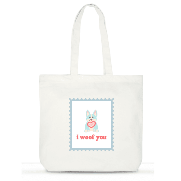 I Woof You Tote Bag | Cute Cotton Tote for Women | Dog Lover’s Valentine Gift