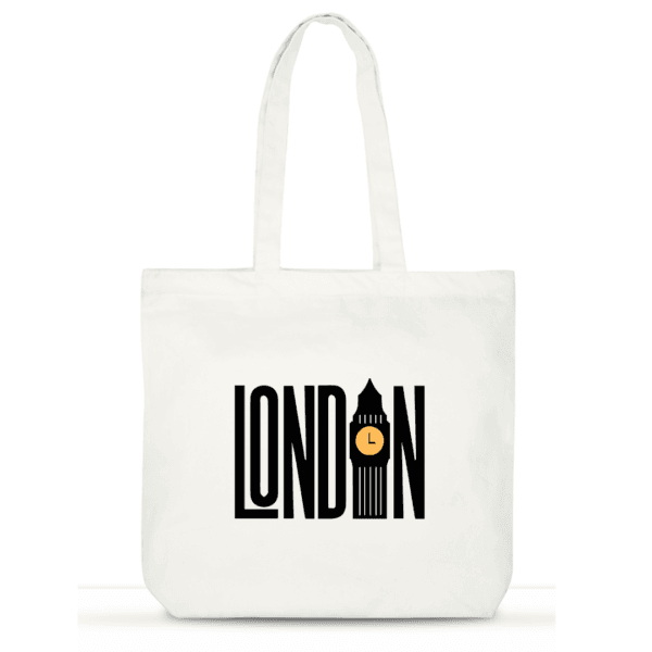 "London Calling" Cotton Tote Bag for Women | Travel Laptop Tote with Pockets