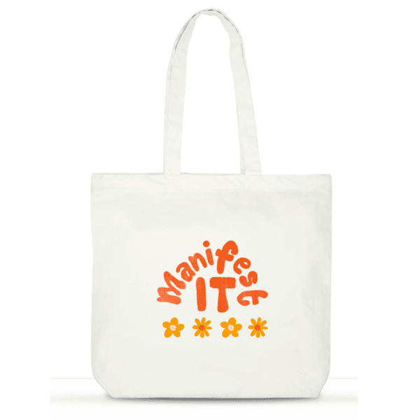 Manifest It Tote Bag | Aesthetic Cotton Tote for Women | Boho Laptop Tote