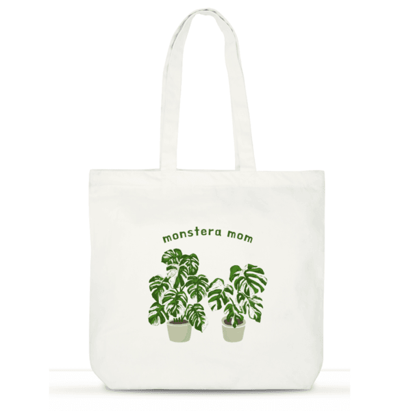 Monstera Mom Tote | Cotton Laptop Tote Bag for Women