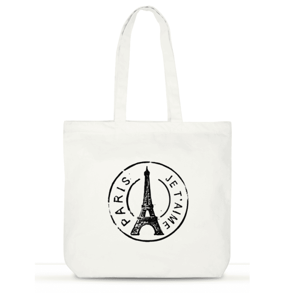 "Paris, Je T’aime" Cotton Tote – Designer Laptop & Travel Bag for Women