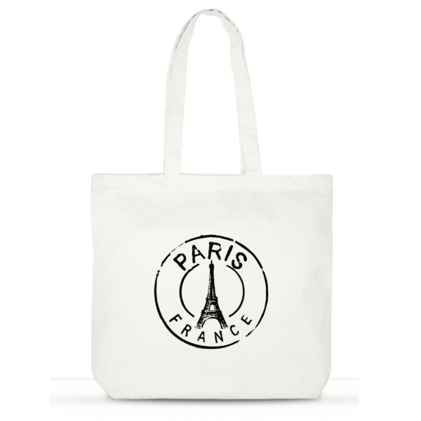 "Parisian Postcard" Cotton Tote Bag for Women | Travel Laptop Tote with Pockets