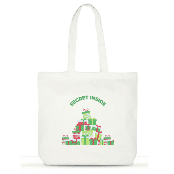 Secret Inside Tote Bag | Christmas Gift Cotton Tote for Women | Holiday Shopping Tote