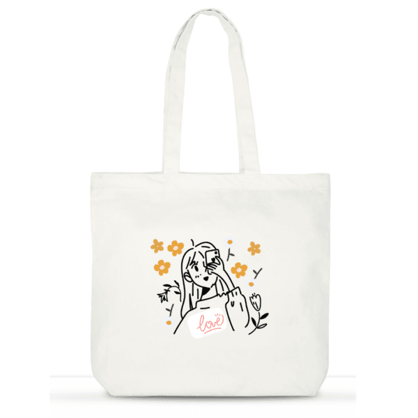 Self-Love Aesthetic Tote Bag | Cute Cotton Tote for Women | Laptop Tote with Pockets