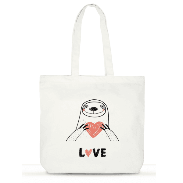 Sloth Love Tote Bag | Cute Cotton Tote for Women | Valentine’s Gift for Her