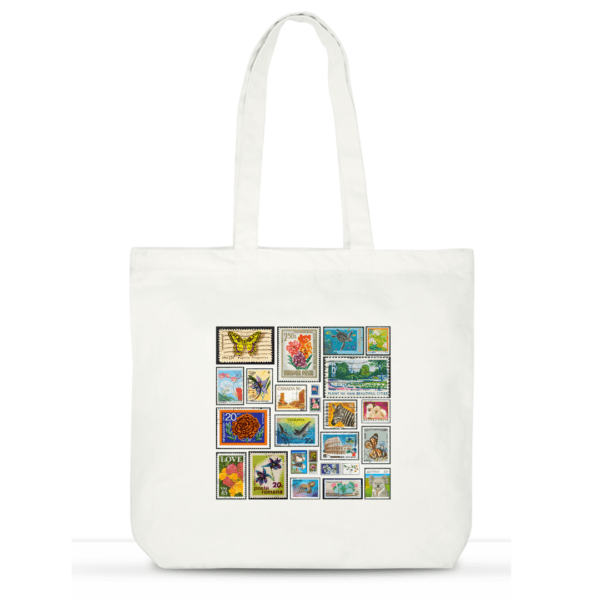 "Stamped with Love" Cotton Tote Bag for Women | Travel Laptop Tote with Pockets