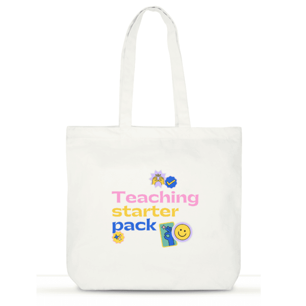 Teaching Starter Pack Tote Bag | Cute Cotton Tote for Teachers | Classroom Laptop Tote