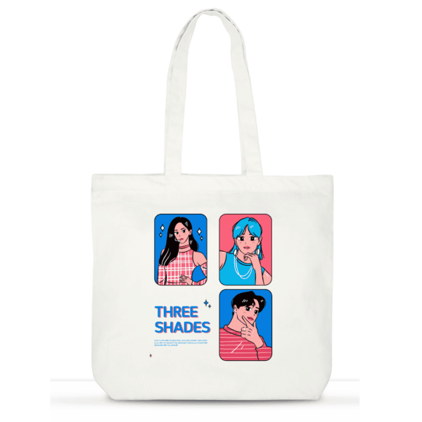 Three Shades Tote Bag | Anime-Inspired Cotton Tote for Women | Trendy Laptop Tote