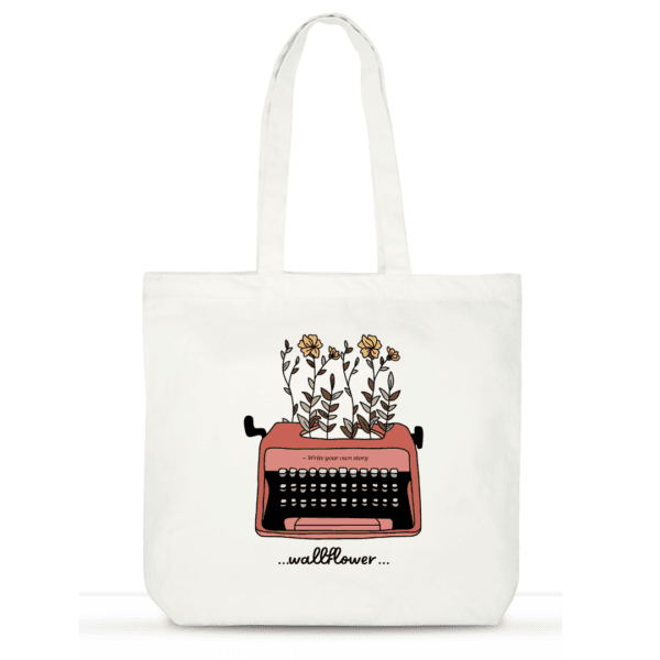 Wallflower Tote Bag | Vintage Aesthetic Cotton Tote for Women | Book Lover’s Laptop Tote