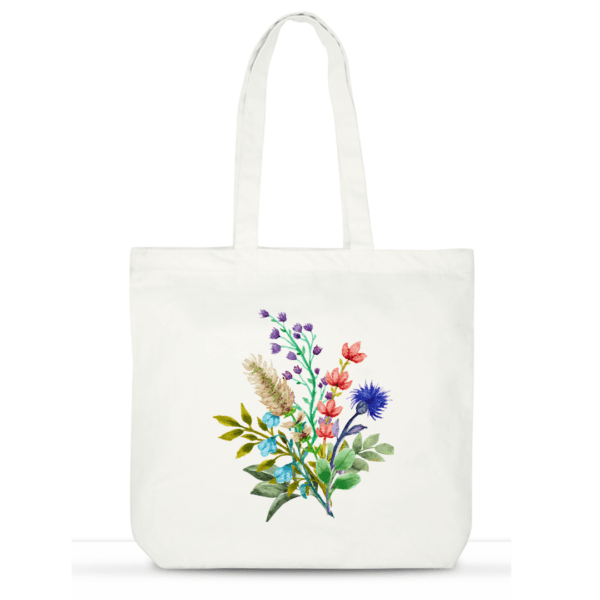 "Wildflower Energy" Cotton Tote Bag for Women | Floral Laptop Tote with Pockets