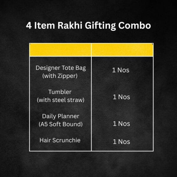 Rakshabandhan Gift Kit for Sister – Designer Tote Bag (Zipper) + Daily Planner + Tumbler + Scrunchie | Rakhi Hamper for Office-Going Girls - Image 2