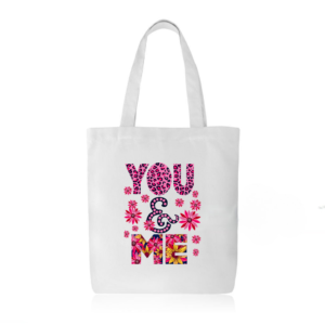 Home toteaa white premium cotton tote bag | you & me design | valentine day gift for her | soft, durable & secure for daily hustle