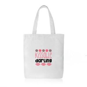 Home "toteaa-white-cotton-tote-bag---kissable-darling-design-1