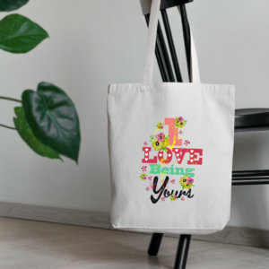 Home toteaa white pure cotton valentine tote | i love being yours gift for her, romantic & sturdy for everyday