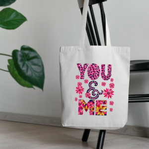 Home toteaa white premium cotton tote bag | you & me design | valentine day gift for her | soft, durable & secure for daily hustle